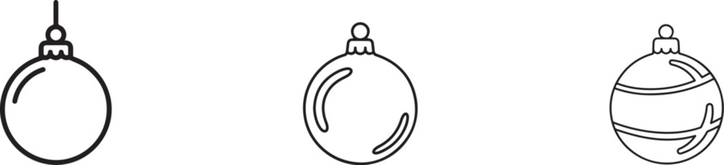 Obraz premium Simple ornament ball outline icon for holiday crafts, coloring and digital design. Generative Ai