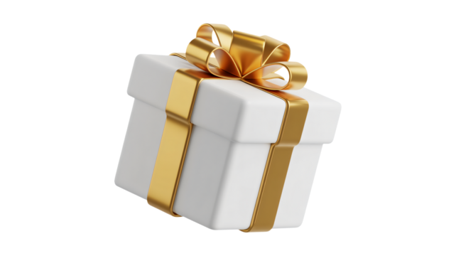 Elegant white gift with shimmering golden ribbon for special occasions design