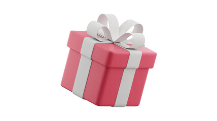 Obraz premium Festive pink gift box with white ribbon for birthdays and special occasions