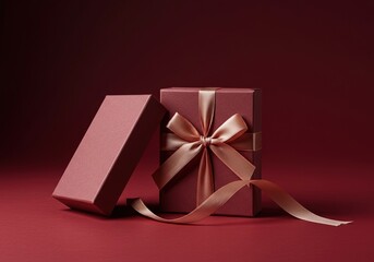 A beautifully wrapped luxury item placed inside a perfect decorative box, tied with a silky ribbon, ready to be presented ,elegant ,purchase ,valuable