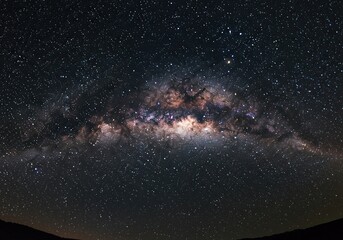 A breathtaking wide angle shot of the deep cosmic night sky filled with millions of bright stars and the brilliant central band of the Milky Way galaxy ,nebula ,scenic ,nighttime