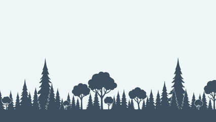 Silhouette forest panorama: A tranquil vista of diverse trees against serene backdrop © Anisah