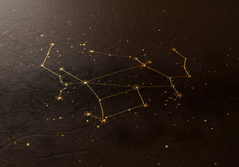Gold constellation design on dark background