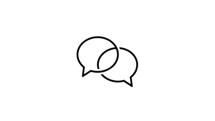 Minimalist outline illustration of overlapping speech bubbles symbolizing conversation and