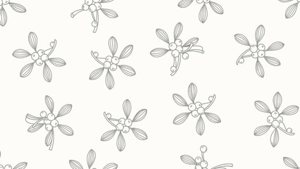 Minimalist botanical pattern with mistletoe, perfect for holiday or nature-themed backgrounds and