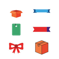 Minimal Vivid Christmas Gift Concept Icon Set