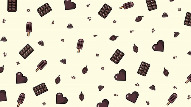Chocolate pattern seamless animation background. Perfect for valentines day, dessert, confectionery, or sweetthemed designs.