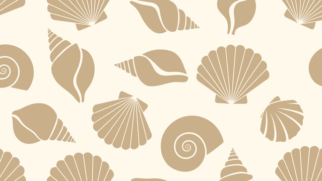 Elegant seashell silhouette pattern in neutral tones for coastal-inspired designs