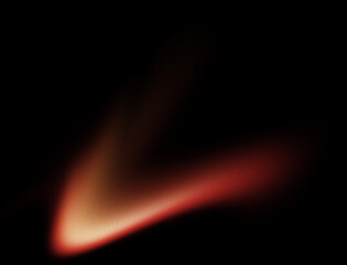 Grainy orange light blur angle shape on black background