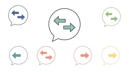 Colorful communication bubbles featuring bidirectional arrows to represent exchanging data