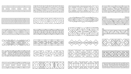 Collection of decorative borders with geometric patterns showcasing intricate designs, artistic