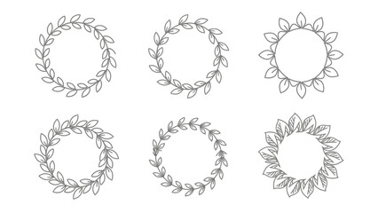 Collection of botanical wreaths and foliage frames for decorative design element and elegant