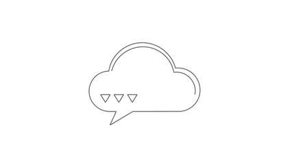 Cloud conversation bubble symbol with loading message for digital communication