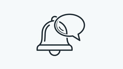 Clean line art depiction of a notification bell with an overlaid speech bubble for messaging