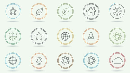 Circular assorted symbols design for various applications and presentations and icons set for web
