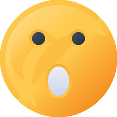 Surprised Yellow Emoji Face with Wide Eyes and Open Mouth on Transparent Background Expressing Shock and Astonishment a Simple Graphic Illustration