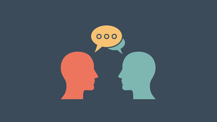 Abstract Communication Heads Illustration Depicting Idea Exchange and Dialogue