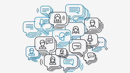 Abstract illustration representing communication network and information exchange with diverse