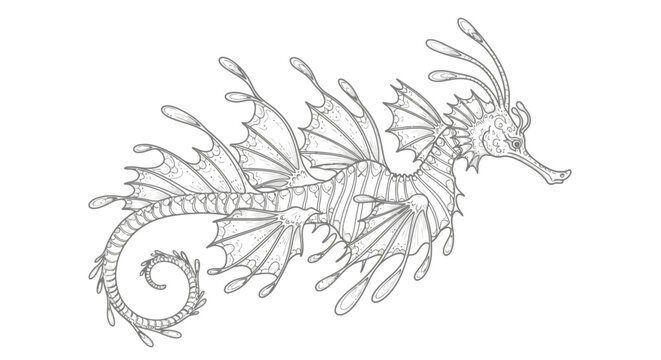 Leafy seadragon illustration on white background