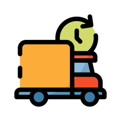 E-commerce filled line color icon. Fast product delivery.