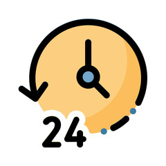 E-commerce filled line color icon. 24 hour customer service symbol.