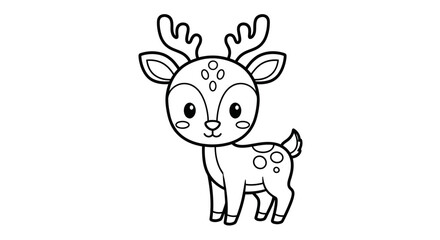 Fototapeta premium Cute Cartoon Deer with Antlers Illustration