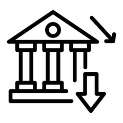 Interest Rate Cut Line Icon of Quantitative Easing Icon Set