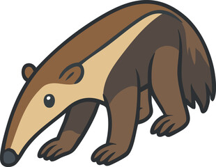 Cartoon giant anteater walking