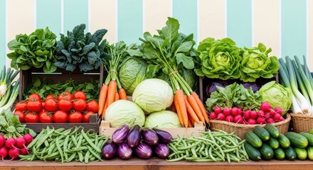 Fresh Vegetables Arranged for Display in the Farmers Market