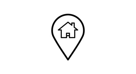 Minimalist house location icon indicating real estate or property for sale location