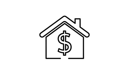 Simple real estate investment and property value representation icon design style isolated  on