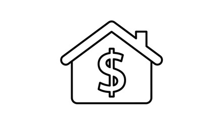 Illustration of House with Dollar Sign Representing Real Estate Value and Investment Potential