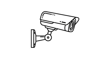 Minimalist surveillance camera line drawing for security system concept design