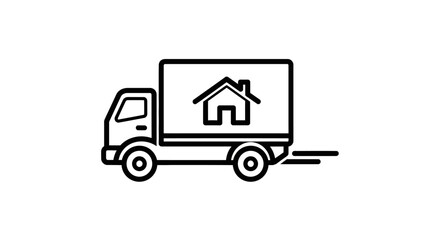 Moving Truck with House Icon Illustration Conveying Relocation Services and Logistics Smooth