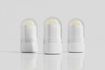 Cosmetic lipstick Stick mockup, twist up foundation stick packaging mockup, Sunscreen Stick Tubes with round clear cap, Cylindrical Deodorant container, round shape Rotating lip balm Tube