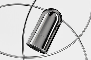 Luxury Rotating Solid Cream Tube mockup, metallic foundation Stick packaging, silver electroplating makeup twist up tube packaging, close cap lipstick Tubes packaging, Cylindrical Deodorant container