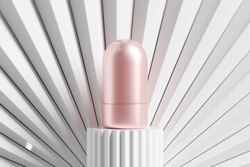 rose gold foundation stick mockup, luxury metallic lipstick packaging, gold electroplating makeup twist up tube packaging, Cylindrical Deodorant Packaging, Rotating makeup blush cream container