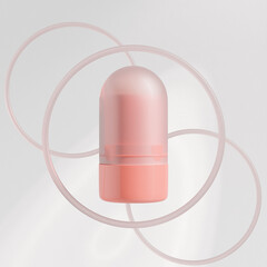Cosmetic Blush Stick mockup, makeup twist up tube packaging mockup, pink plastic lipstick Tubes with clear translucent cap, Cylindrical Deodorant Packaging, Rotating foundation Solid Cream Tube