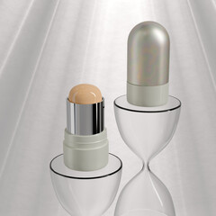 Luxury foundation Stick mockup, twist up lipstick tube packaging mockup, Sunscreen Stick Tubes with clear translucent cap, Cylindrical Deodorant container, Rotating lip balm Tube packaging mockup