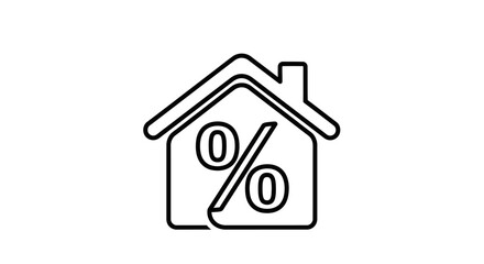 House with percentage sign inside representing home loan interest rates concepts