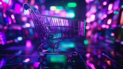 Neon Shopping Cart:  Cyberpunk E-commerce Concept