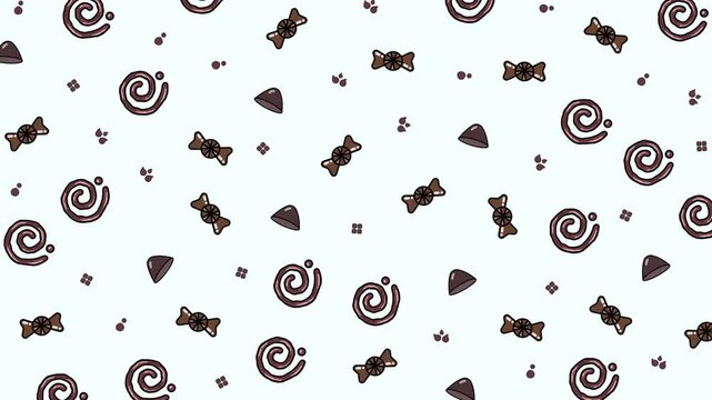 Chocolate pattern seamless animation background. Ideal for food blogs, packaging designs, candy store advertisements, and culinary presentations.