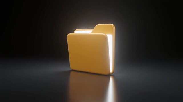 Metallic Gold Folder Illuminated With Reflective Lighting on Black Background