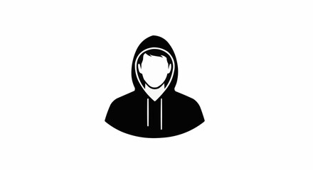 Anonymous Person in Hoodie Icon Representing Digital Privacy and Online Security.