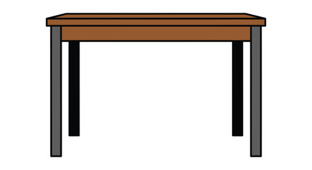 Simple illustration of a rectangular wooden table with dark metal legs