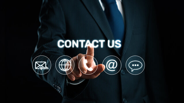 UI concept for contact us section showing icons for email, web, phone, and message. Contact and support icons help streamline business communication and improve customer contact experience. Elide