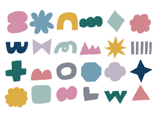 手描きあしらセット　幾何学模様　くすみカラー　