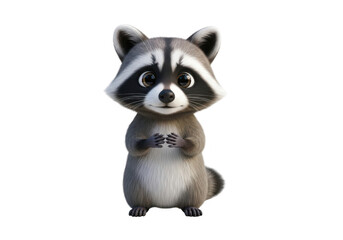 Obraz premium Cute cartoon raccoon isolated on transparent background for children's books and playful branding
