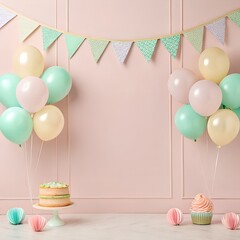 birthday card with balloons and gift box