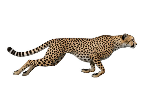 Realistic cheetah running isolated on transparent background for wildlife, nature and sports themes - Powered by Adobe